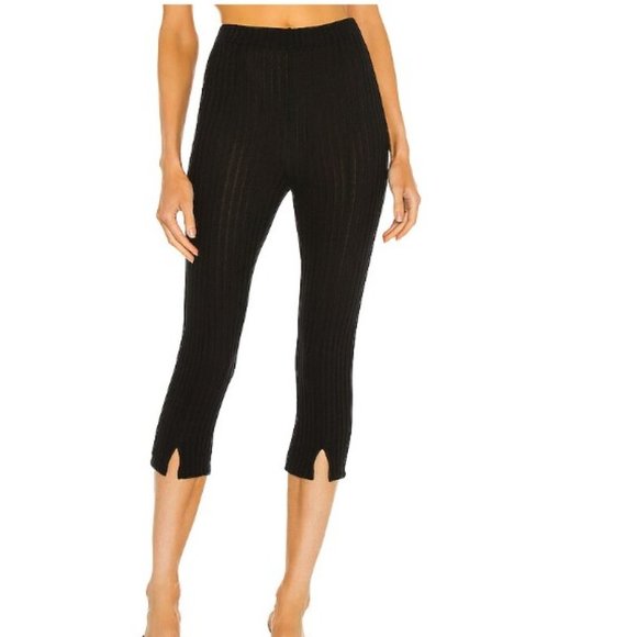 Lovers + Friends Candace Ribbed Knit Cropped Notch Hem Pants - Picture 1 of 4